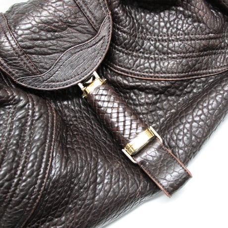 FENDI Spy Handbag Nappa Leather Zucca Canvas ＃75129