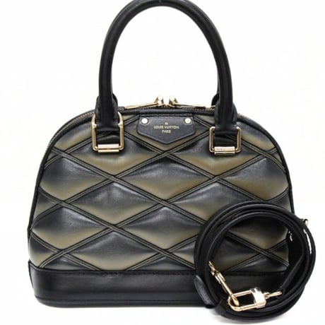Louis Vuitton Alma BB Handbag Melletage Lambskin Black Beige M23576 #74595