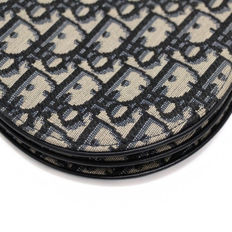 Christian Dior Saddle Pouch with Strap Oblique Canvas Navy #75317