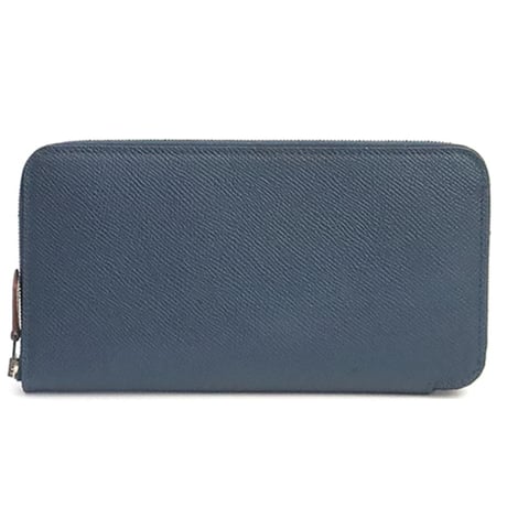 HERMES Azap Long Silk'In Wallet Epsom Leather Blue de Prusse #19110