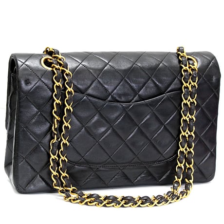 CHANEL Classic 25 Medium Double Flap Bag Quilted Lambskin Black ＃73470