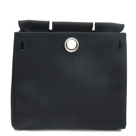 HERMES Herbag Ado PM Toile Officier Vache Hunter Leather Black ＃18372