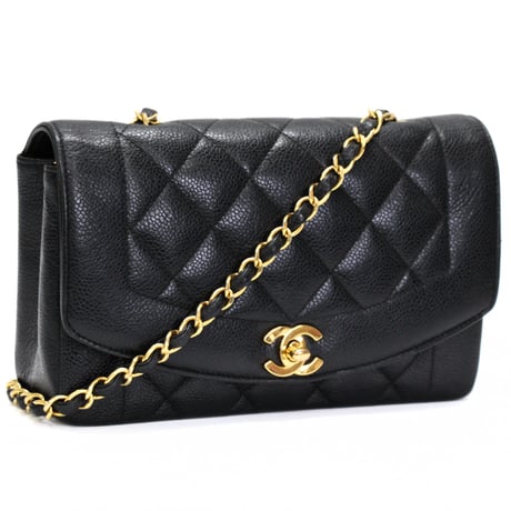 CHANEL Diana 22 Small Flap Bag Quilted Caviar Black ＃74959