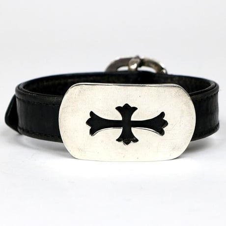 Chrome Hearts Dog Tag Gunslinger Leather Bracelet #102633