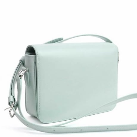 CELINE Teen Triomphe Shoulder Bag Calf Leather Pastel Blue #19289