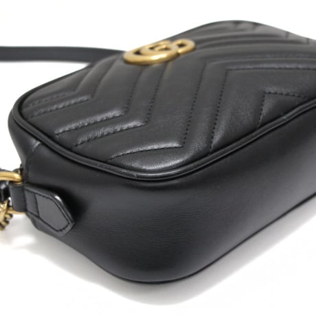 GUCCI Small GG Marmont Camera Bag Quilted Leather Black #74262