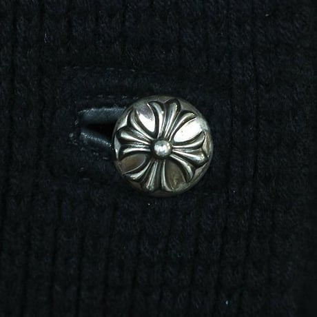 CHROME HEARTS Cashmere Long Cardigan With Leather Patches Black＃103432