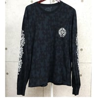 Chrome Hearts CH Cross Print Floral Cross Horseshoe Long-Sleeve T-Shirt #103393
