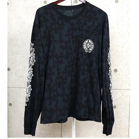 Chrome Hearts CH Cross Print Floral Cross Horseshoe Long-Sleeve T-Shirt #103393