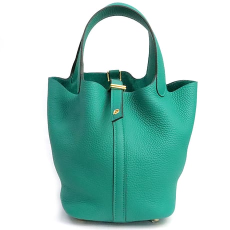HERMES Picotin Lock PM Handbag Taurillon Clemence Leather Vert Veronese #19298
