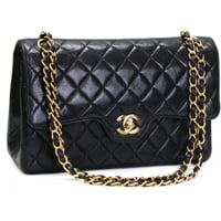 CHANEL Classic 25 Medium Double Flap Bag Quilted Lambskin Black #74983