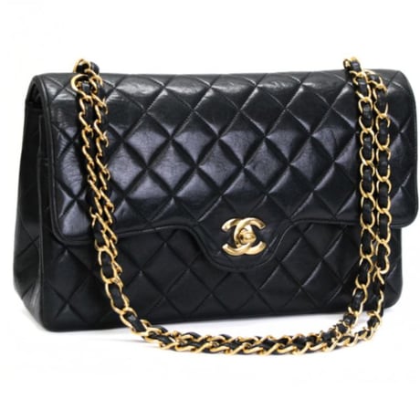 CHANEL Classic 25 Medium Double Flap Bag Quilted Lambskin Black #74983