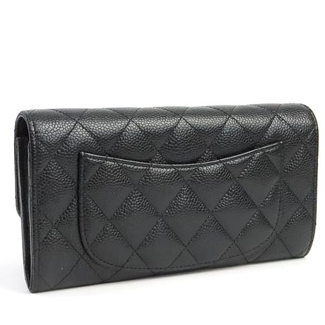 CHANEL Classic Flap Wallet Quilted Caviar Black #19351
