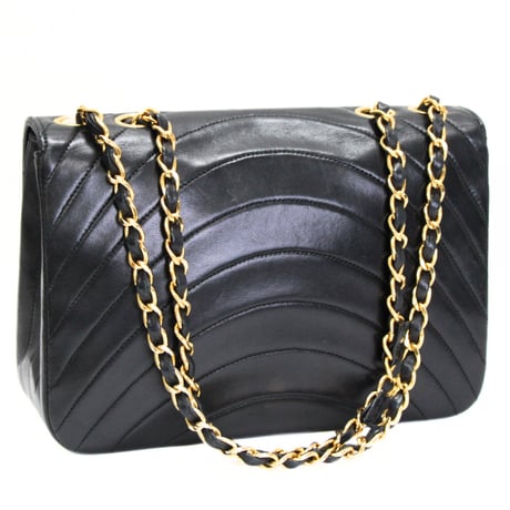 CHANEL Half Moon Flap Bag Quilted Lambskin Black #72911