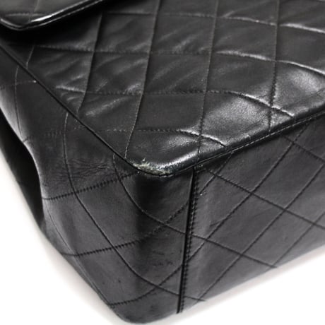 CHANEL Classic 34 Maxi Flap Bag Quilted Lambskin Black ＃74956