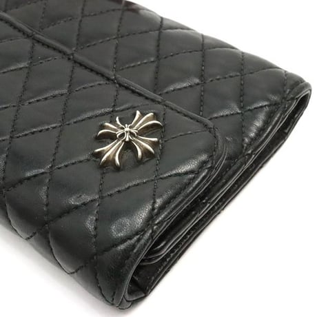 Chrome Hearts WAVE QUILTED 3 SNAP WALLET  Black #30028
