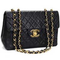 CHANEL Classic 34 Maxi Flap Bag Quilted Lambskin Black ＃74956