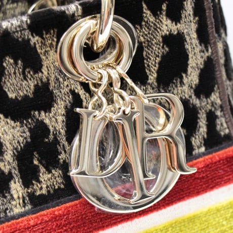 Christian Dior Medium Lady D-Lite Handbag Leopard Mizza Velvet #74229