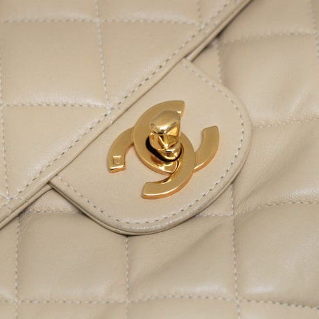 CHANEL Square 23 Flap Bag Quilted Lambskin Beige ＃74709