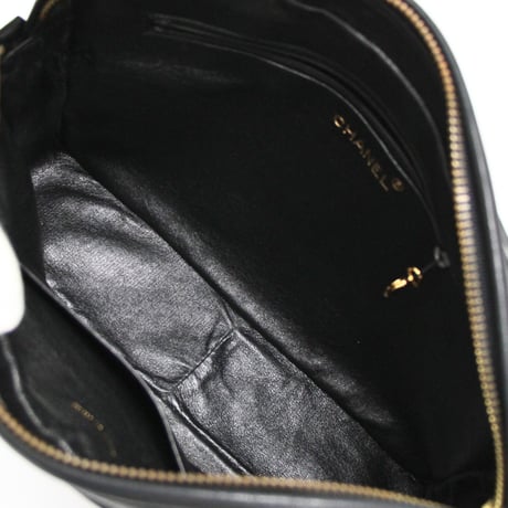 CHANEL Camera Bag with Fringe Charm Quilted Lambskin Black #75168