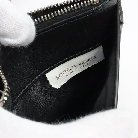 BOTTEGA VENETA Coin & Card Holder Intrecciato Leather Black # 19332