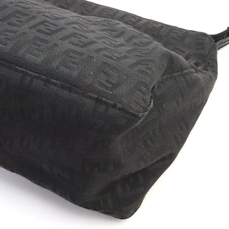 FENDI Mini Shoulder Bag Zucchino Canvas Black ＃74757