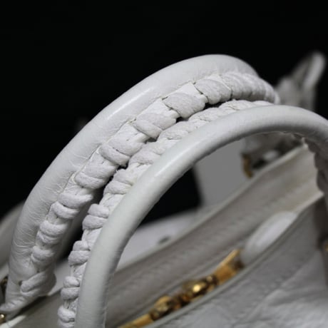BALENCIAGA Giant Mini City Shoulder Bag Leather White ＃73482