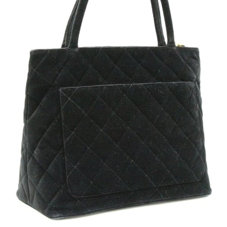 CHANEL Medallion Tote Bag Quilted Velvet Black #75017
