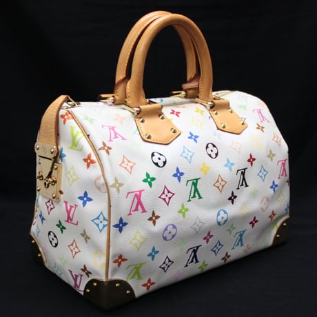 Louis Vuitton x Murakami Speedy 30 Handbag Monogram Multicolor White M92643 #75226