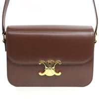 CELINE Classic Triomphe Shoulder Bag Calf Leather Chestnuts #18965