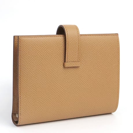 HERMES Bearn Compact Wallet Veau Epsom Leather Biscuit #19317