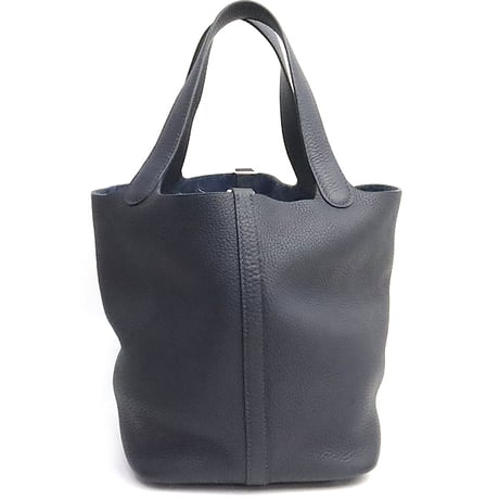 HERMES Picotin Lock MM Handbag Taurillon Clemence Leather Blue Nuit #19218