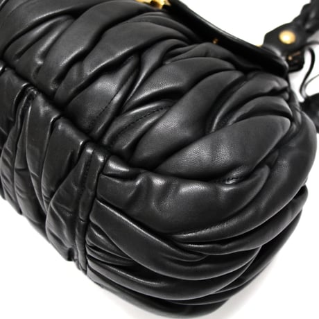 Miu Miu Matelasse Handbag Leather Black #74971