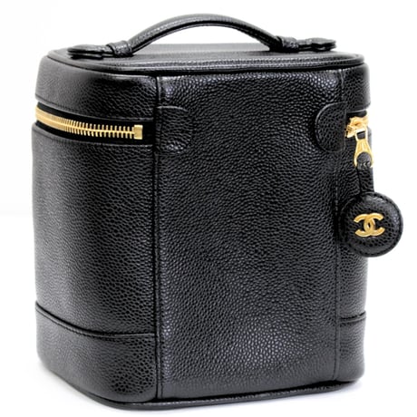 CHANEL CC Logo Vanity Bag Caviar Black #74781