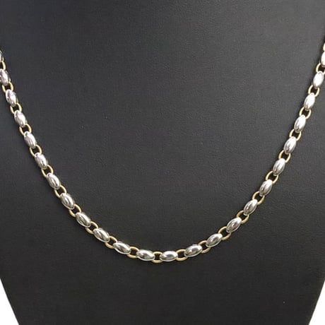 BVLGARI Rice Chain Necklace 18K Yellow Gold Stainless Steel ＃18896