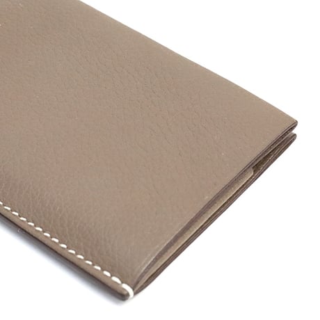 HERMES H Sellier Card Holder Evercolor Leather Etoupe #18813