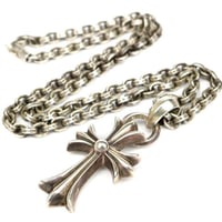 Chrome Hearts Small CH Cross Pendant Bale with Paper Chain Necklace 20Inches #103641