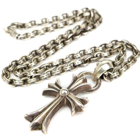 Chrome Hearts Small CH Cross Pendant Bale with Paper Chain Necklace 20Inches #103641