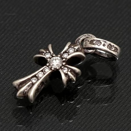 Chrome Hearts Pave Diamond Baby Fat Cross Silve