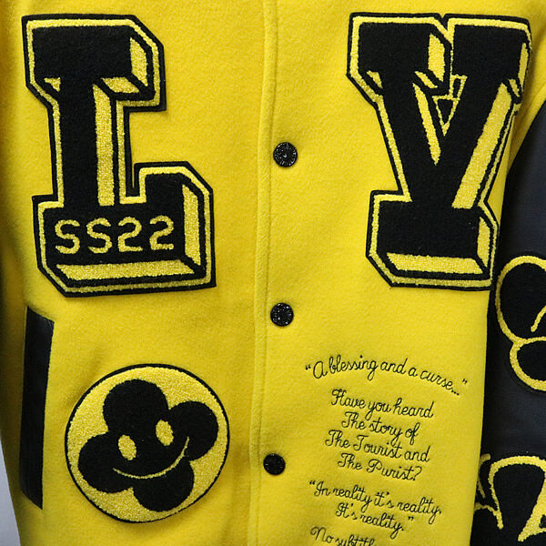 Buy Louis Vuitton 22SS Leather Embroidered Varsity Jacket Stadium