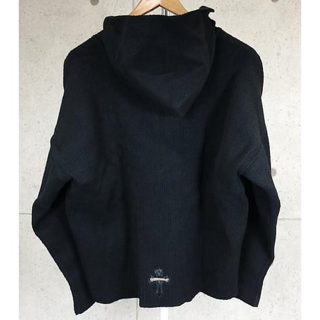 Chrome Hearts Pony Hair Cross Patched V-Neck Cashmere Sweater Black ＃101529