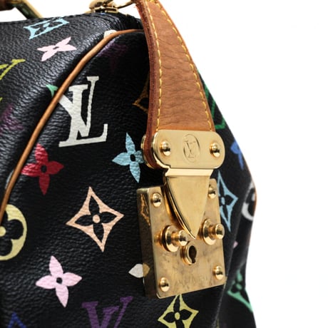 Louis Vuitton x Murakami Speedy 30 Handbag Monogram Multicolor Black M92642 #72898