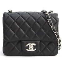 CHANEL Mini Square Flap Bag Quilted Lambskin Black #19154