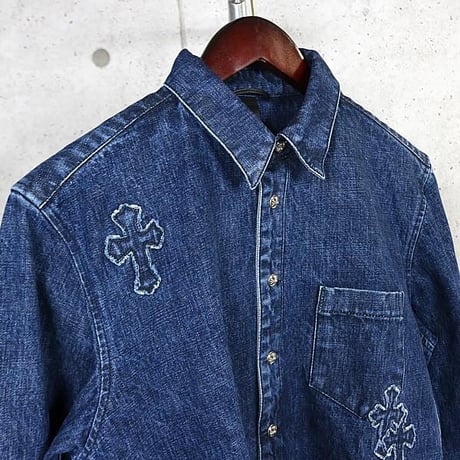 Chrome Hearts LOOSE END Cross Patch Denim Shirt #103558