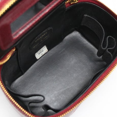 CHANEL CC Logo Mini Vanity Bag Caviar Red #75286