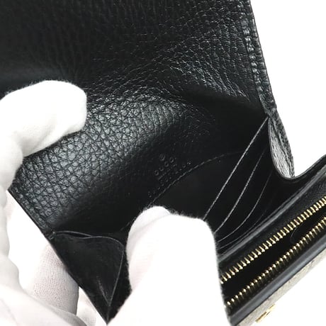 GUCCI GG Marmont Flap Wallet GG Canvas Leather Beige Black #18507