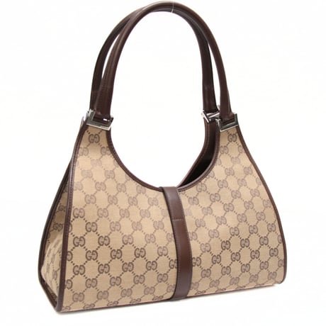 GUCCI Medium Jackie Bardot Hobo Bag GG Canvas Leather Beige #75171