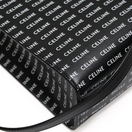 CELINE Small Vertical Cabas Tote Bag Logo Printed Leather Black #73194
