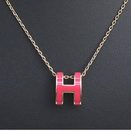 HERMES Mini Pop H Pendant Necklace Gold-toned #18586