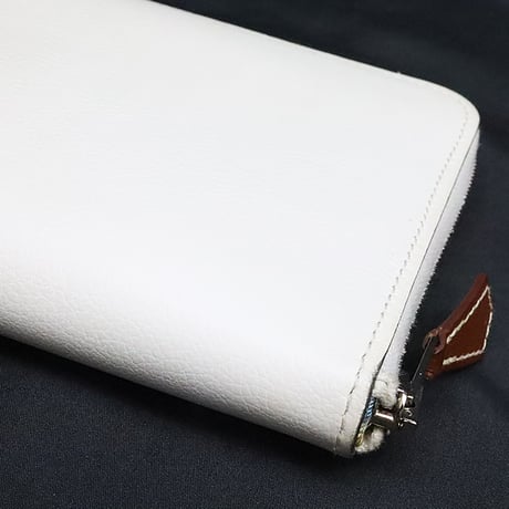 HERMES Azap Long Silk'In Wallet Evercolor Leather White #18883